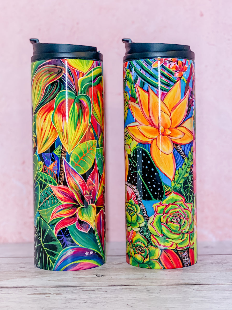 Tumblers set - Hanalei Morning & Radiant 16 oz x 2 -SOLD OUT - MICHAL ART STUDIO HAWAII - Thumbler