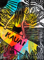 SOLD "Feeling Gratitude" Series 2 #1 - Original Hawaii Lino Cut - MICHAL ART STUDIO HAWAII -