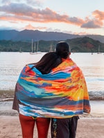 Hawaiian Landscape - Tropical Sunset in Hawaii - Microfiber Towel - MICHAL ART STUDIO HAWAII - towels