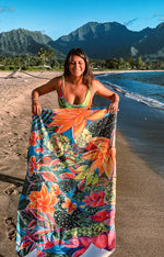 The Tropical Hawiian Floral print - "Radiant"- Microfiber Towel - MICHAL ART STUDIO HAWAII - towels