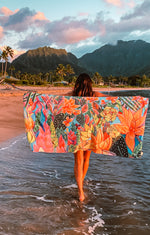 The Tropical Hawiian Floral print - "Radiant"- Microfiber Towel - MICHAL ART STUDIO HAWAII - towels