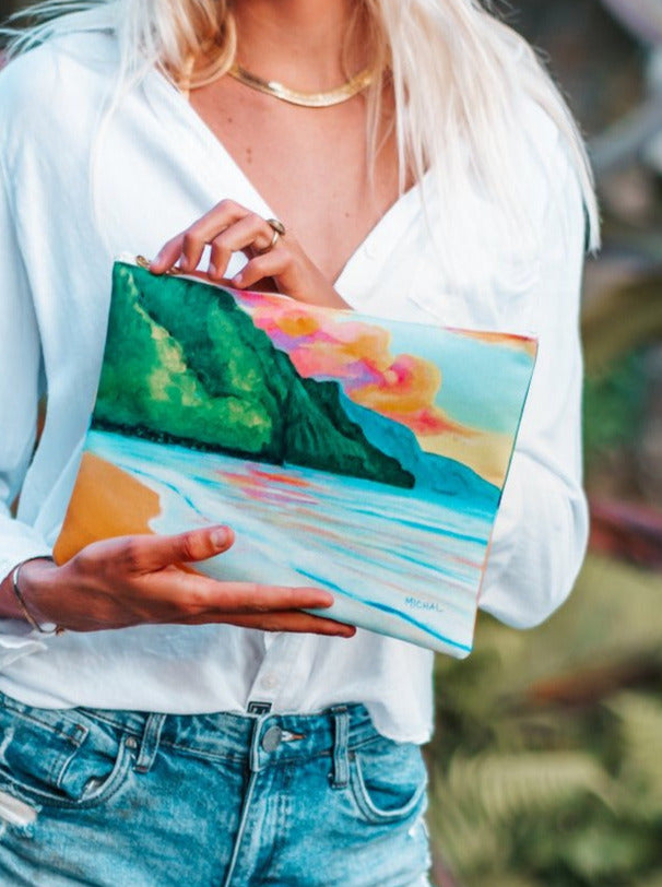 Ke'e Sunset Clutch - New - MICHAL ART STUDIO HAWAII - clutches