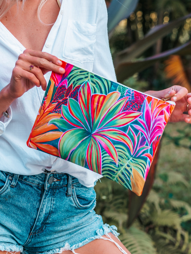 Open Heart Flowers Clutch - MICHAL ART STUDIO HAWAII - clutches