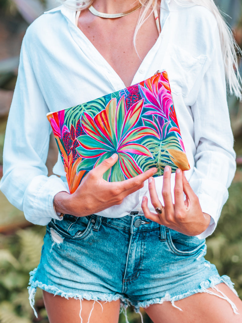 Open Heart Flowers Clutch - MICHAL ART STUDIO HAWAII - clutches