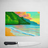 NEW - Ke'e Sunset - Tempered Glass Cutting and Serving Board - MICHAL ART STUDIO HAWAII - Cutting Board