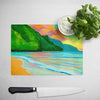 NEW - Ke'e Sunset - Tempered Glass Cutting and Serving Board - MICHAL ART STUDIO HAWAII - Cutting Board