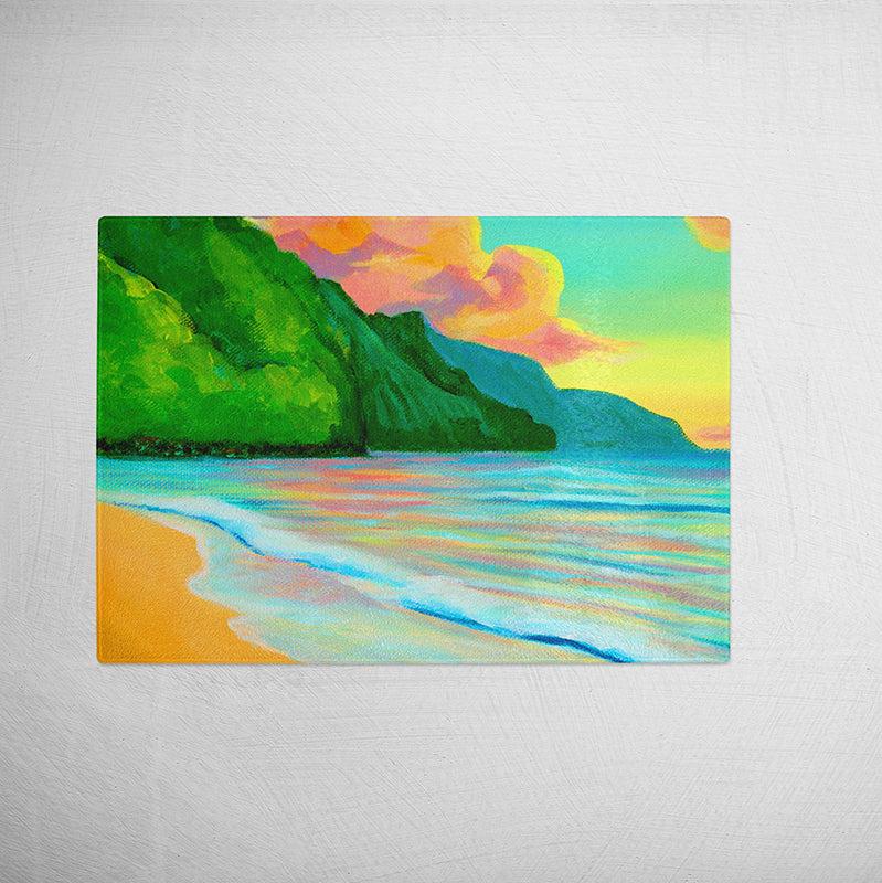 NEW - Ke'e Sunset - Tempered Glass Cutting and Serving Board - MICHAL ART STUDIO HAWAII - Cutting Board