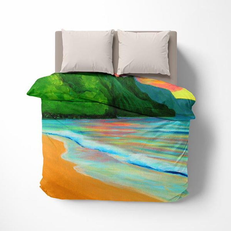 Ke'e sunset - Duvet Cover - MICHAL ART STUDIO HAWAII - duvet cover