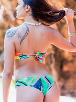 Hawaiian Tropical Floral Bikini Top - Open Heart Flowers - Bandeau Top - MICHAL ART STUDIO HAWAII - bikini
