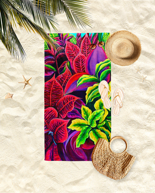 Hawaiian Floral Print - Magical Flowers - Microfiber Towel - MICHAL ART STUDIO HAWAII - towels