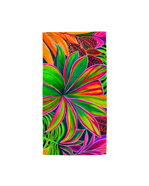 Hawaiian Floral Print - Open Heart Flowers - Microfiber Towel - MICHAL ART STUDIO HAWAII - towels