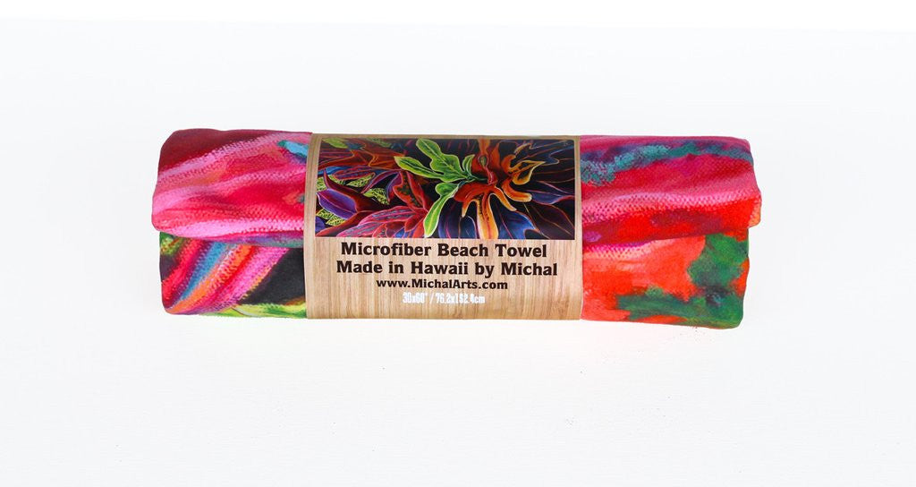 Sunset Flowers - Microfiber Towel - MICHAL ART STUDIO HAWAII - towels