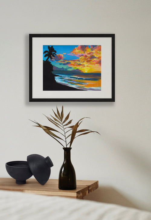 Tropical Sunset - Matted Print - Landsacpe Hawaii Art - MICHAL ART STUDIO HAWAII - matted print