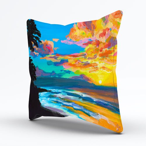 Tropical sunset Pillow cover 20"x20" - MICHAL ART STUDIO HAWAII - pillow
