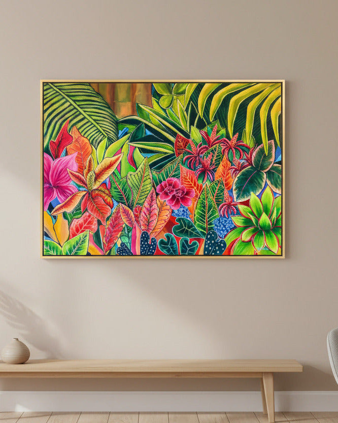 " Dreamy Jungle " -The Newest Original Hawaiian Tropical Floral Painting - MICHAL ART STUDIO HAWAII - originals