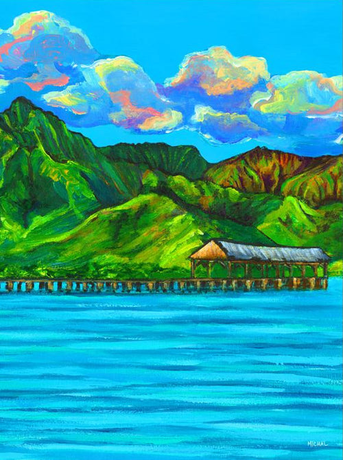 Hanalei Pier - Cuddling blanket - MICHAL ART STUDIO HAWAII - blanket