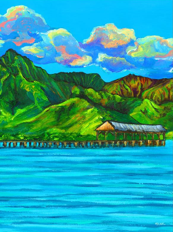 Hanalei Pier - Cuddling blanket - MICHAL ART STUDIO HAWAII - blanket