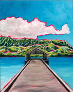 SOLD Hanalei Pier - Rare Originals - The Pink Series - MICHAL ART STUDIO HAWAII -