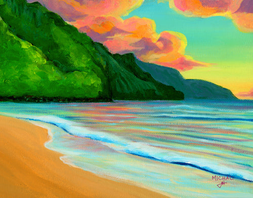 Ke'e beach Sunset - MICHAL ART STUDIO HAWAII -