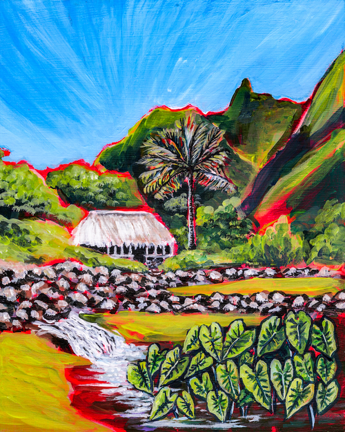 SOLD Limahuli Gardens - Rare Originals - The Pink Series - MICHAL ART STUDIO HAWAII -