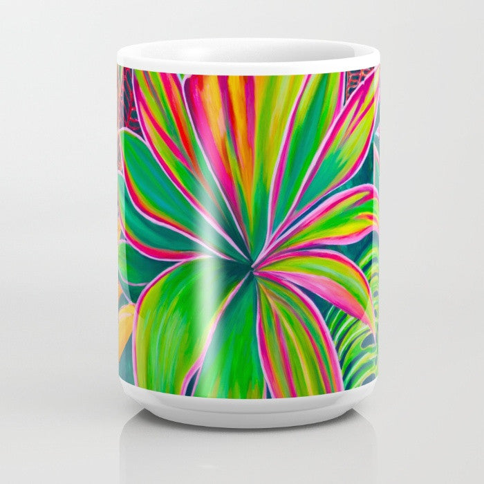 Open Heart Tropical Flowers - Good Morning - Mug 15Oz
