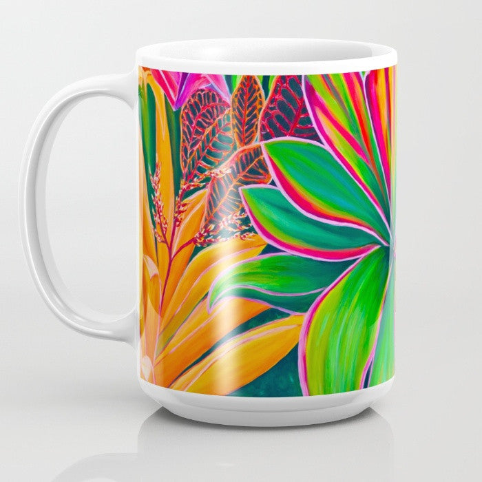 Open Heart Tropical Flowers - Good Morning - Mug 15Oz