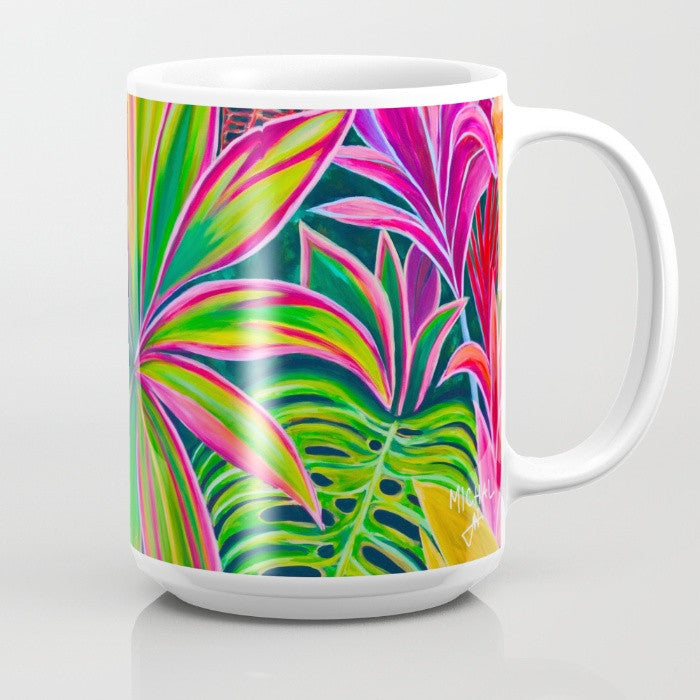 Open Heart Tropical Flowers - Good Morning - Mug 15Oz