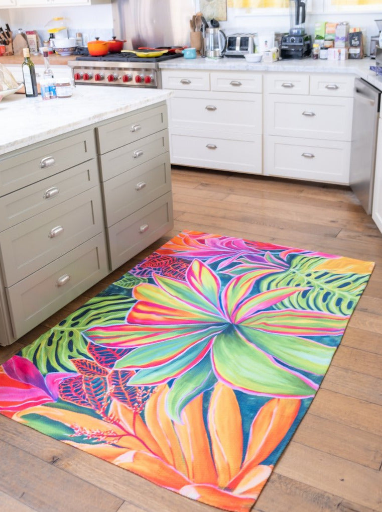 Open Heart Flowers - Stunning Floor Rug - MICHAL ART STUDIO HAWAII -