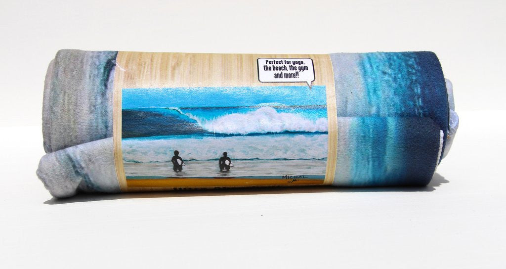 The Surfer Towel - Pipeline Surfers - Microfiber Towel - MICHAL ART STUDIO HAWAII - towels