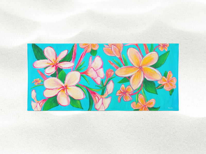 Collectors Edition Towel - Plumeria Floral Print - Special Order - MICHAL ART STUDIO HAWAII - towels