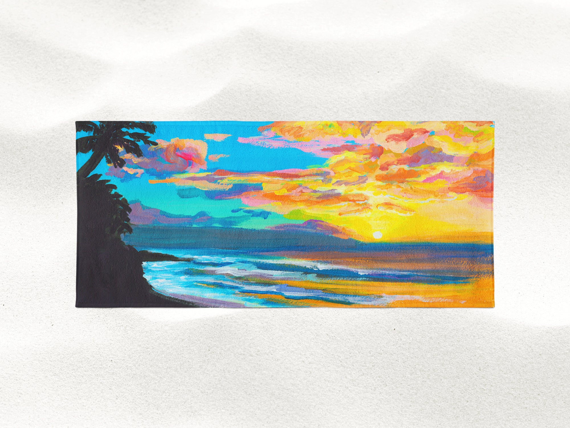 Hawaiian Landscape - Tropical Sunset in Hawaii - Microfiber Towel - MICHAL ART STUDIO HAWAII - towels