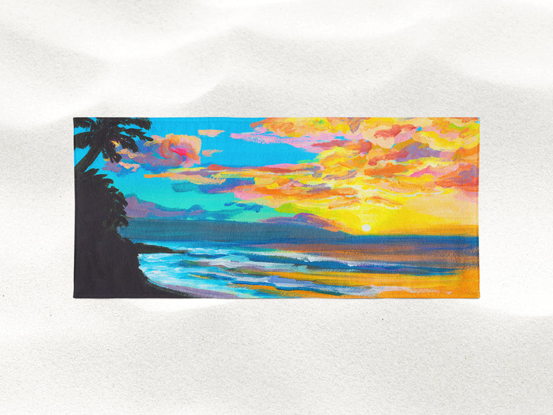 Hawaiian Landscape - Tropical Sunset in Hawaii - Microfiber Towel - MICHAL ART STUDIO HAWAII - towels