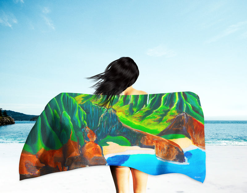 Hawaii Landscape, Kauai - Na Pali Coast Towel- Microfiber Towel - MICHAL ART STUDIO HAWAII - towels