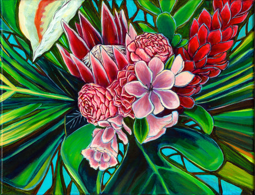 Pink Flowers of Hawaii - Original Painting SOLD - MICHAL ART STUDIO HAWAII -